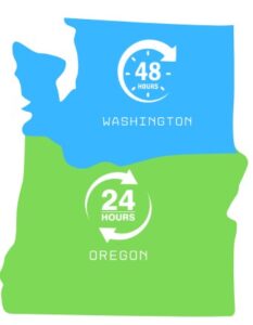Washington 48 hour notice for renters and Oregon 24 hours notice for renters